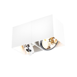 QAZQA, Design Spot rechteckig 2-Flammig weiß - Box