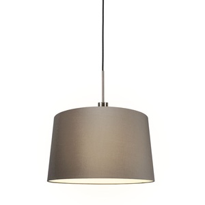 QAZQA, Moderne Hängelampe Stahl mit Schirm 45 cm Taupe - Combi 1