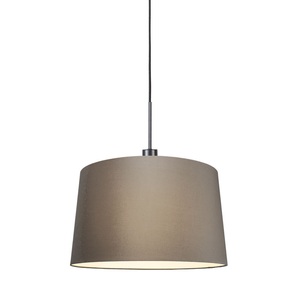 QAZQA, Moderne Hängelampe schwarz mit Schirm 45 cm taupe - Combi 1