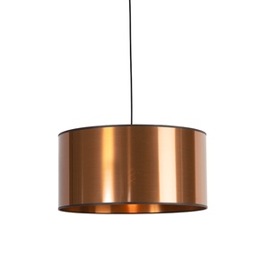 QAZQA, Design Hängelampe schwarz mit Kupferschirm 50 cm - Pendant, Design Hängelampe schwarz mit Kupferschirm 50 cm - Pendant
