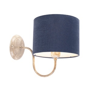 QAZQA, Wandleuchte Zylinder Schirm beige mit blau - Combi Classic