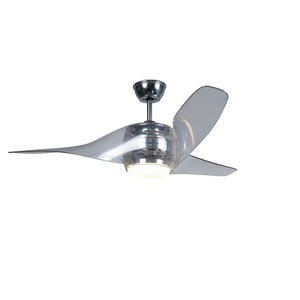 QAZQA, Deckenventilator Chrom inkl. LED mit Fernbedienung - Sirocco 50, Deckenventilator Chrom inkl. LED mit Fernbedienung - Sirocco 50