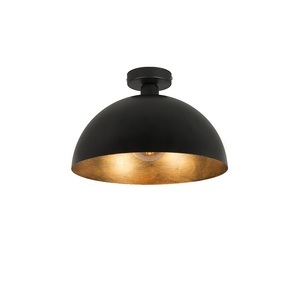 QAZQA, Industrielle Deckenleuchte schwarz mit Gold 35 cm - Magna, Industrielle Deckenleuchte schwarz mit Gold 35 cm - Magna