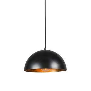QAZQA, Industrielle Hängelampe schwarz mit Gold 35 cm - Magna Eco