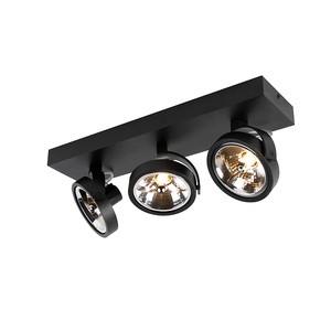 QAZQA, Designspot schwarz verstellbar 3-flammig inkl. LED - Go