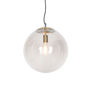 QAZQA, Moderne Hängelampe Messing mit Rauchglas 40 cm - Ball