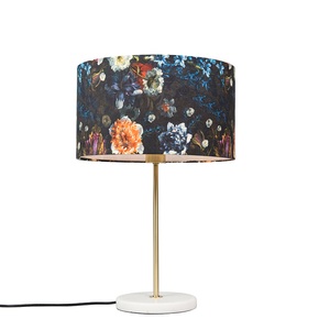 QAZQA, Moderne Tischlampe Messing mit Pflanzenschirm 35 cm - Kaso