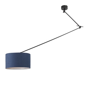 QAZQA, Hängelampe schwarz mit Lampenschirm 35 cm blau verstellbar - Blitz I