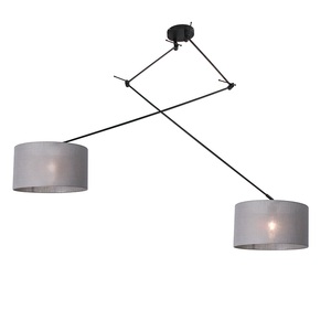 QAZQA, Hängelampe schwarz mit Schirm 35 cm grau verstellbar - Blitz II
