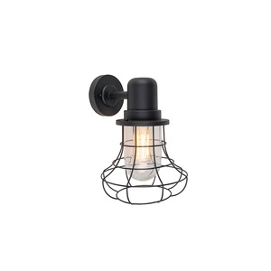 QAZQA, Country Wandleuchte schwarz IP44 - Moreno