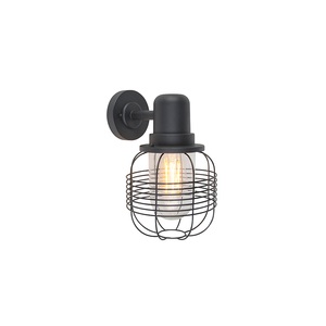 QAZQA, Country Wandleuchte schwarz IP44 - Guardado