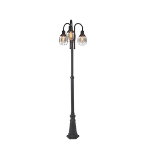 QAZQA, Ländliche Außenlampe schwarz 3-Flammig IP44 - Guardado, Ländliche Außenlampe schwarz 3-Flammig IP44 - Guardado