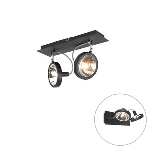 QAZQA, Design Spot schwarz 2-flammig verstellbar - Nox, Design Spot schwarz 2-flammig verstellbar - Nox