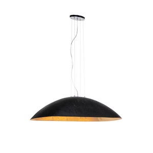 QAZQA, Industrielle Hängelampe schwarz mit Gold 115 cm - Magna, Industrielle Hängelampe schwarz mit Gold 115 cm - Magna