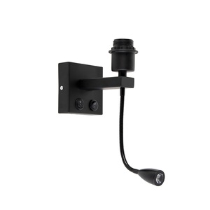 QAZQA, Moderne Wandleuchte schwarz mit Flexarm - Brescia Combi, Moderne Wandleuchte schwarz mit Flexarm - Brescia Combi