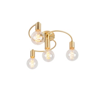 QAZQA, Art Deco Deckenleuchte Messing 4-flammig - Facil