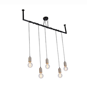 QAZQA, Industrielle Hängelampe schwarz mit Beton 5-Licht - Cavoba, Industrielle Hängelampe schwarz mit Beton 5-Licht - Cavoba