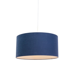 QAZQA, Moderne Hängelampe weiß mit antikblauem Schirm 50 cm - Combi 1