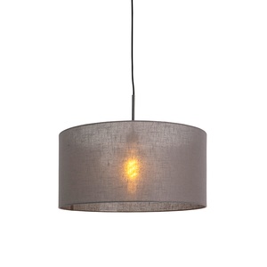 QAZQA, Moderne Hängelampe schwarz mit grauem Schirm 50 cm - Combi 1