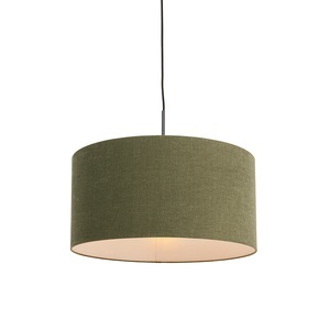 QAZQA, Hängelampe schwarz mit grünem Schirm 50 cm - Combi 1