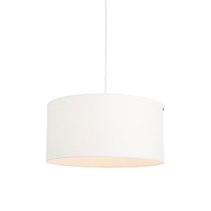 QAZQA, Moderne Hängelampe weiß mit weißem Schirm 50 cm - Combi 1, Moderne Hängelampe weiß mit weißem Schirm 50 cm - Combi 1