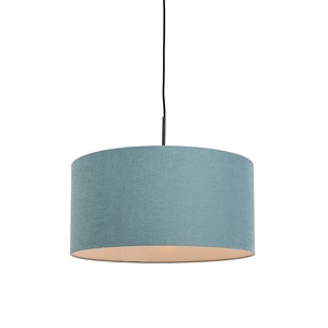 QAZQA, Hängelampe schwarz mit blauem Schirm 50 cm - Combi 1