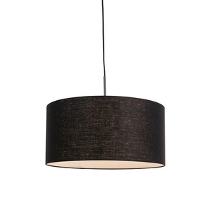 QAZQA, Moderne Hängelampe schwarz mit schwarzem Schirm 50 cm - Combi 1