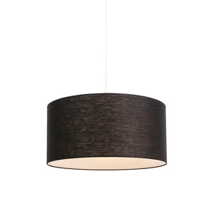 QAZQA, Moderne Hängelampe weiß mit schwarzem Schirm 50 cm - Combi 1, Moderne Hängelampe weiß mit schwarzem Schirm 50 cm - Combi 1