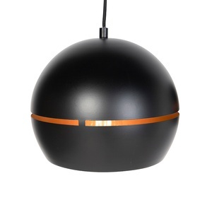 QAZQA, Design Hängelampe schwarz mit goldenem Interieur 3 Leuchten - Buell