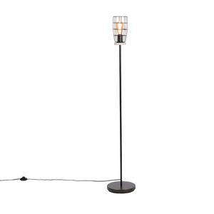 QAZQA, Industrielle Stehlampe Betonoptik mit Schwarz - Rohan, Industrielle Stehlampe Betonoptik mit Schwarz - Rohan
