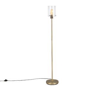 QAZQA, Moderne Stehlampe Gold mit Glas - Kuppel, Moderne Stehlampe Gold mit Glas - Kuppel