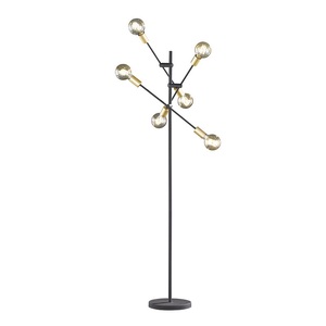 Trio Lighting, Stehlampe Cross in trendigem Schwarz-Gold-Design