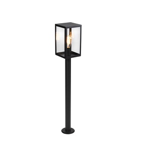 QAZQA, Moderne Außenleuchte schwarz mit Glas 100,5 cm - Rotterdam, Moderne Außenleuchte schwarz mit Glas 100,5 cm - Rotterdam