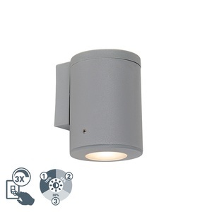 QAZQA, Wandleuchte grau IP55 inkl. 1 x GU10 3 Stufen dimmbar - Franca