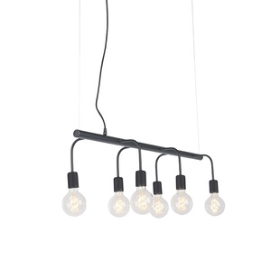 QAZQA, Moderne Pendelleuchte schwarz mit 6 Lichtquellen - Facile