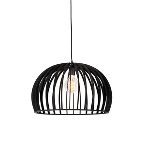 QAZQA, Art Deco Hängelampe schwarz Holz 50 cm - Twain