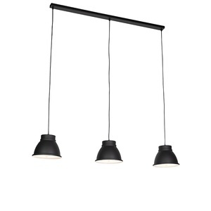 QAZQA, Skandinavische Hängelampe schwarz mit weißen 3-Lichtern - Ron, Skandinavische Hängelampe schwarz mit weißen 3-Lichtern - Ron
