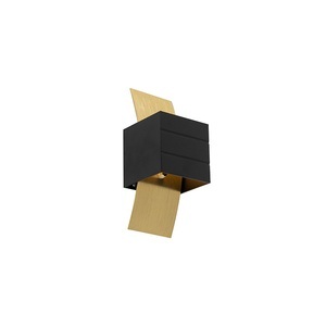 QAZQA, Design Wandlampe schwarz mit Gold - Amy