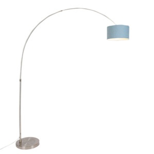 QAZQA, Bogenlampe Stahl mit Schirm 35/35/20 blau verstellbar
