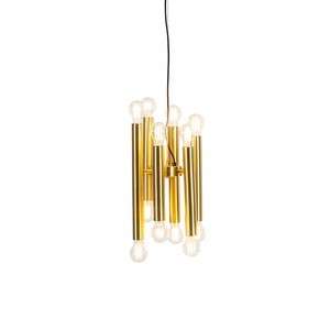QAZQA, Art Deco Hängelampe Gold 12-Licht - Facil, Art Deco Hängelampe Gold 12-Licht - Facil