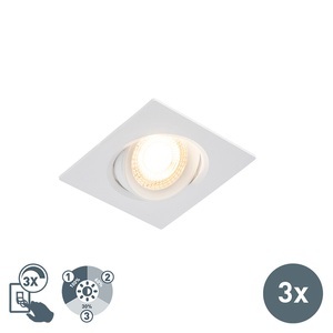 QAZQA, 3er Set Einbaustrahler inkl. LED 3-stufig dimmbar - Miu