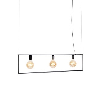 QAZQA, Moderne Hängelampe schwarz 3-flammig - Simple Cage