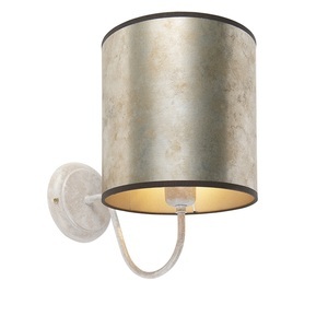 QAZQA, Klassische Wandleuchte beige mit Zinkschirm - Matt, Klassische Wandleuchte beige mit Zinkschirm - Matt
