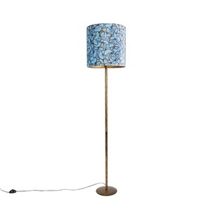 QAZQA, Botanische Stehlampe Gold mit Schmetterlingsmuster 40 cm - Simplo, Botanische Stehlampe Gold mit Schmetterlingsmuster 40 cm - Simplo