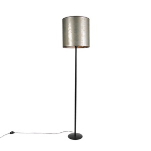 QAZQA, Schwarze Stehlampe mit altem Taupeschirm 40 cm - Simplo
