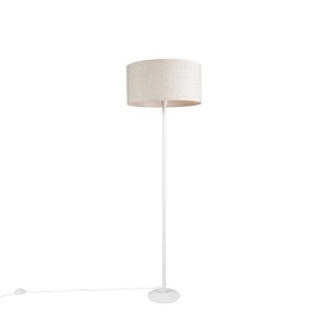 QAZQA, Moderne Stehlampe weiß mit pfefferfarbenem Schirm 50 cm - Simplo, Moderne Stehlampe weiß mit pfefferfarbenem Schirm 50 cm - Simplo