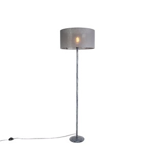 QAZQA, Stehlampe grau mit grauem Schirm 50 cm - Simplo, Stehlampe grau mit grauem Schirm 50 cm - Simplo