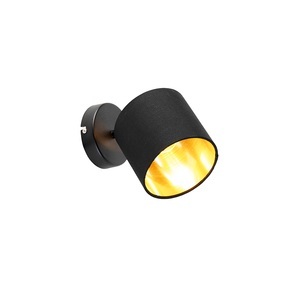 Moderne schwarze Wandleuchte mit goldener Innenseite - Tomas