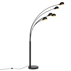 QAZQA, Design Stehleuchte schwarz 5-Licht - Sixties Marmo, Design Stehleuchte schwarz 5-Licht - Sixties Marmo
