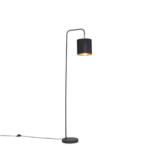 QAZQA, Moderne Stehleuchte schwarz - Lofty, Moderne Stehleuchte schwarz - Lofty